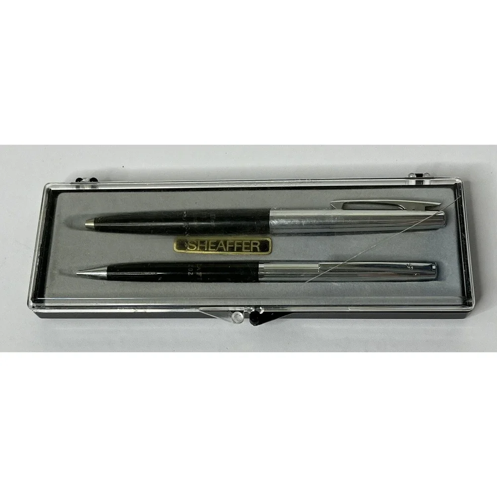 Sheaffer Black and Silver Pencil‎ 202 and Pen 203 Set In Case